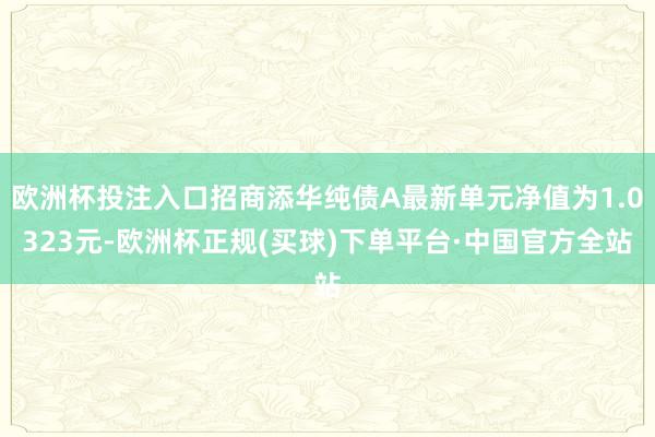 欧洲杯投注入口招商添华纯债A最新单元净值为1.0323元-欧洲杯正规(买球)下单平台·中国官方全站