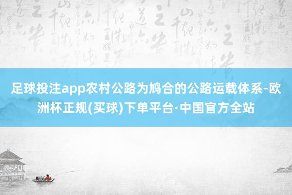 足球投注app农村公路为鸠合的公路运载体系-欧洲杯正规(买球)下单平台·中国官方全站