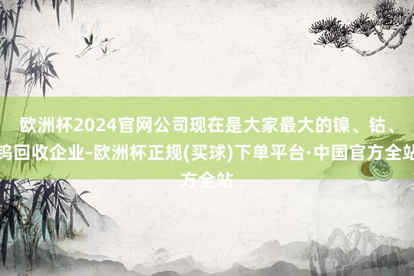 欧洲杯2024官网公司现在是大家最大的镍、钴、钨回收企业-欧洲杯正规(买球)下单平台·中国官方全站