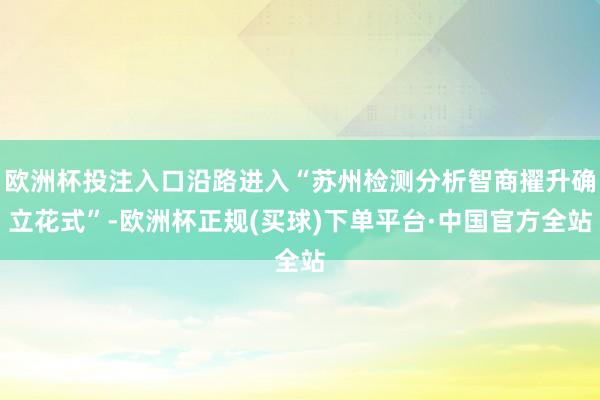 欧洲杯投注入口沿路进入“苏州检测分析智商擢升确立花式”-欧洲杯正规(买球)下单平台·中国官方全站