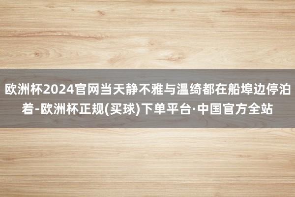 欧洲杯2024官网当天静不雅与温绮都在船埠边停泊着-欧洲杯正规(买球)下单平台·中国官方全站