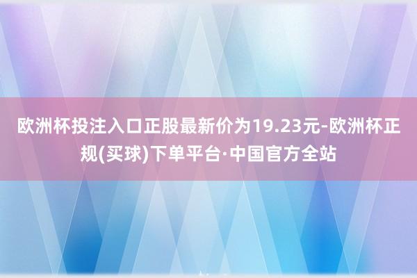 欧洲杯投注入口正股最新价为19.23元-欧洲杯正规(买球)下单平台·中国官方全站