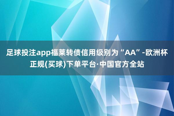 足球投注app福莱转债信用级别为“AA”-欧洲杯正规(买球)下单平台·中国官方全站