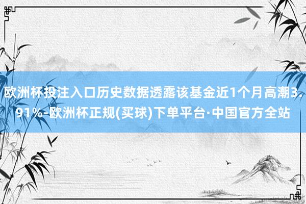 欧洲杯投注入口历史数据透露该基金近1个月高潮3.91%-欧洲杯正规(买球)下单平台·中国官方全站