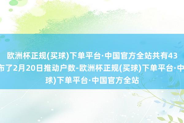 欧洲杯正规(买球)下单平台·中国官方全站共有431只个股公布了2月20日推动户数-欧洲杯正规(买球)下单平台·中国官方全站