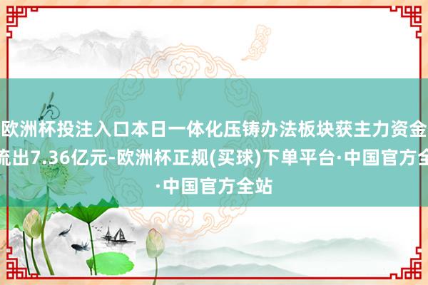 欧洲杯投注入口本日一体化压铸办法板块获主力资金净流出7.36亿元-欧洲杯正规(买球)下单平台·中国官方全站